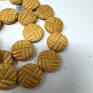 Genuine Bone Beads Basket Weave pattern 24 Beads 17mm